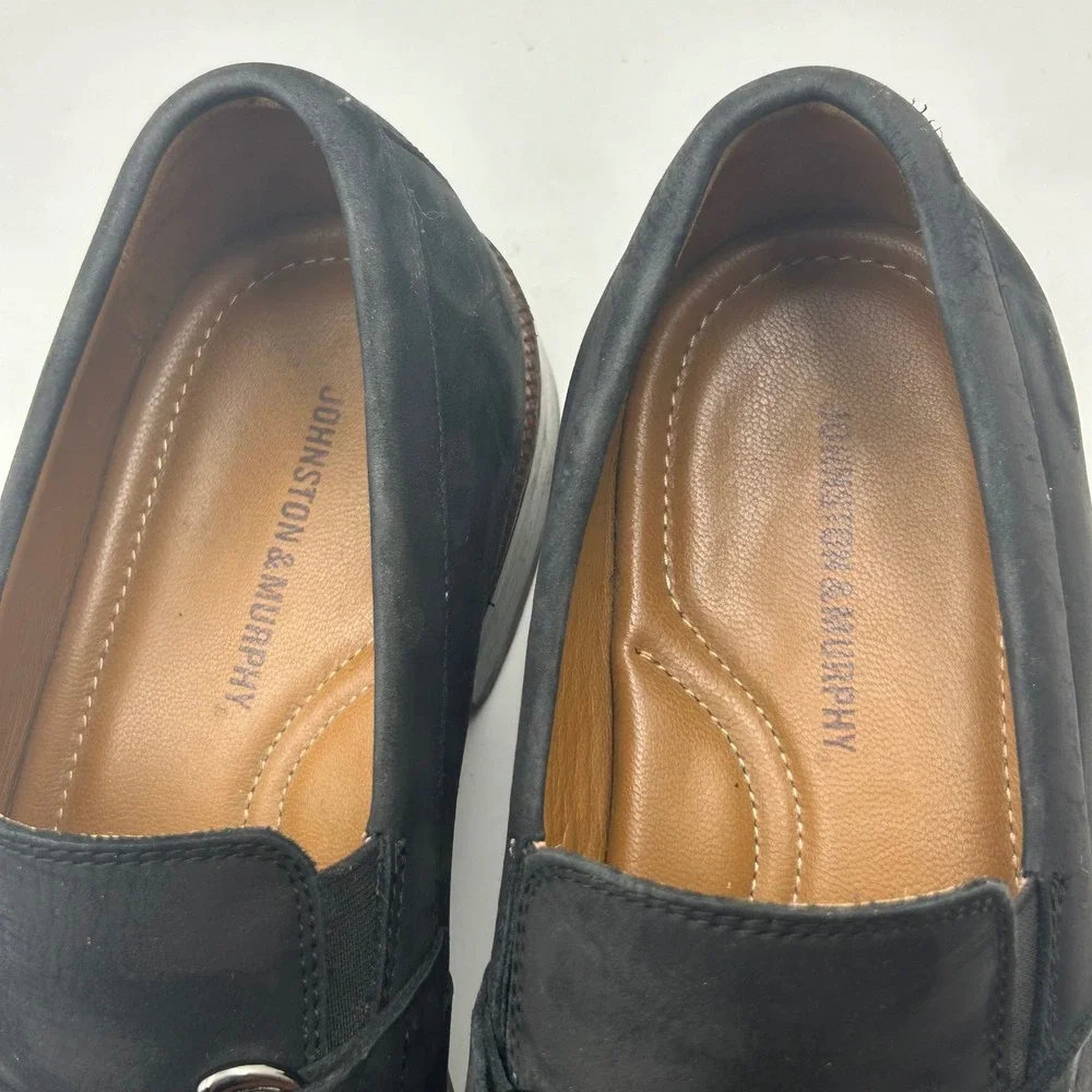 Johnston & Murphy Bit Loafer Mens 10M Black Nubuck Suede Dress Shoe Old Money